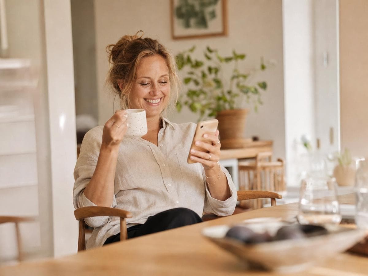 Glad boligejer med kaffe
